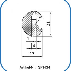 Klemmprofil aus Silikon. Einsatzbereich: Kühlhaustüren oder Reinräume.