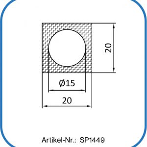 Quadratprofil aus Silikon mit Hohlraum. Einsatzbereich: Landwirtschaft.