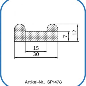 Temperaturbeständiges Silikonprofil 30 mm breit 12 mm hoch