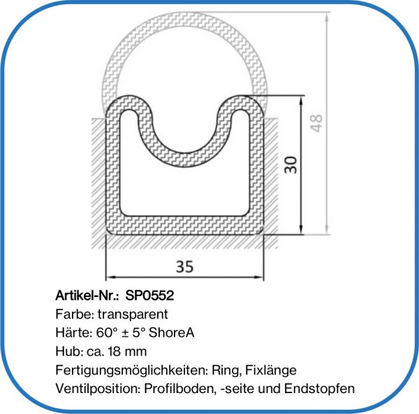 Blähdichtung für BigBag-Entleerungsstationen, AL Gummi, Floreus