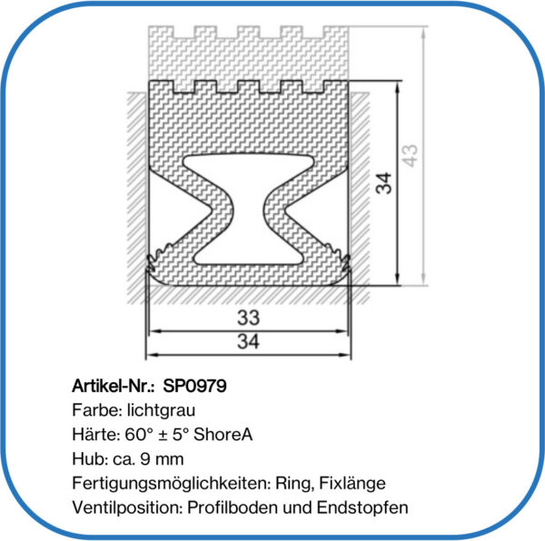 aktivierbare Dichtung mit einem Hub von 9 mm