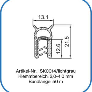 Silikonkantenschutzdichtprofil, Silikonprofil mit Edelstahleinlage, temperaturbeständiges Silikonkantenschutzprofil mit Dichtfunktion.