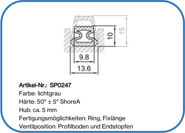 Aufstelldichtung mit 5 mm Differenzabdichtung